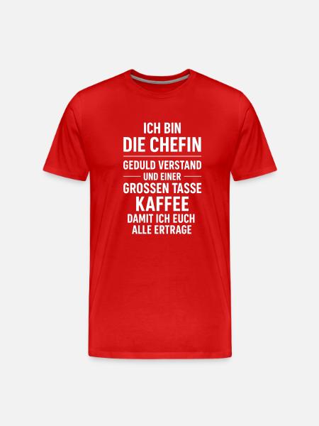 Ich bin die Chefin Kaffeespruch - Männer Premium Bio T-Shirt - Rot
