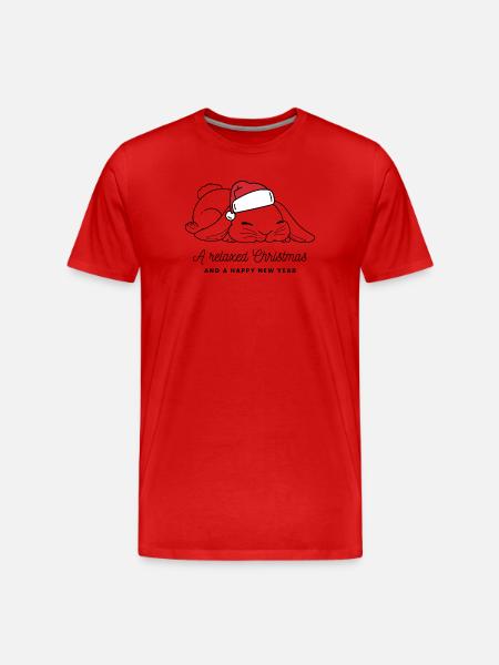 Relaxed Christmas Bunny with Hat - Dark - Men's Premium Organic T-Shirt - red