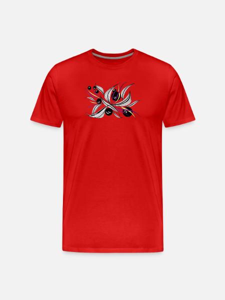 Black and White Flower Beam Pattern - Men's Premium Organic T-Shirt - red