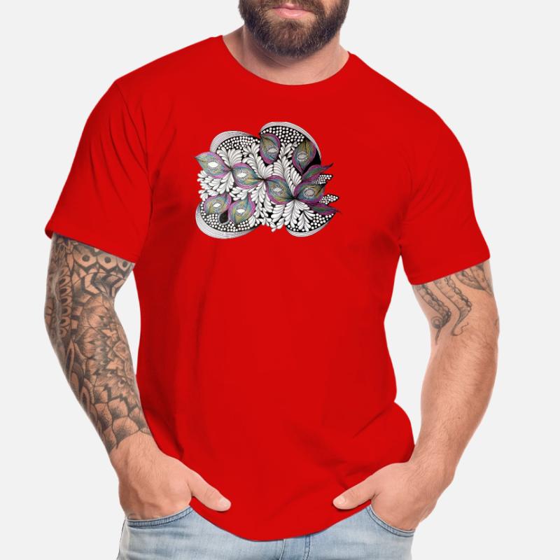 Peacock Feather Doodle Pattern Men's Premium Organic T-Shirt