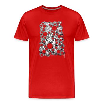 Motif de dentelle soufflée par feuilles - T-shirt bio Premium Homme - rouge - Devant - Damien (186cm)