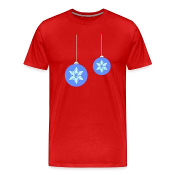 Boule de Noël flocons de neige bleu ornement - T-shirt bio Premium Homme - rouge - Devant - Damien (186cm)