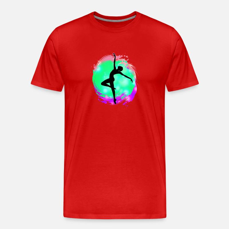 Silhouette de danseuse néon éclaboussure - T-shirt bio Premium Homme - rouge