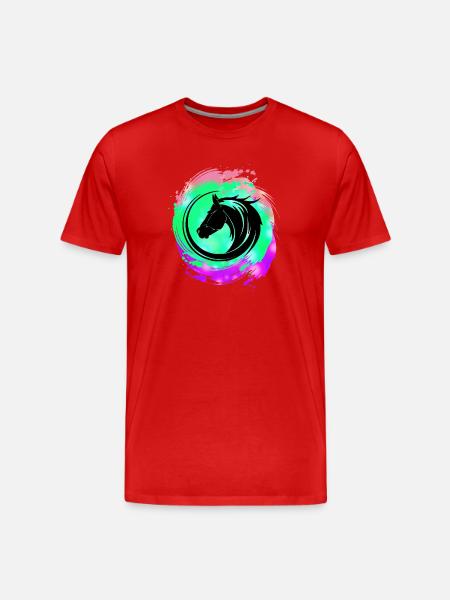 Horse Head Neon Circuit - Men's Premium Organic T-Shirt - red