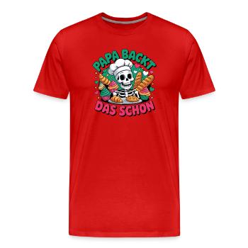 Papa Backt Das Schon - Männer Premium Bio T-Shirt - Rot - Vorne - Damien (186cm)