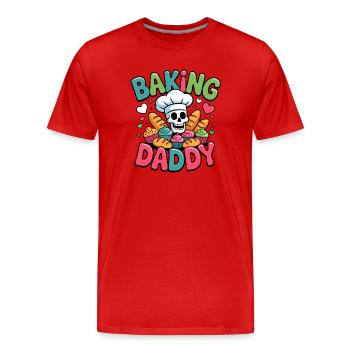 Cuisson de papa crâne motif de cuisinier - T-shirt bio Premium Homme - rouge - Devant - Damien (186cm)