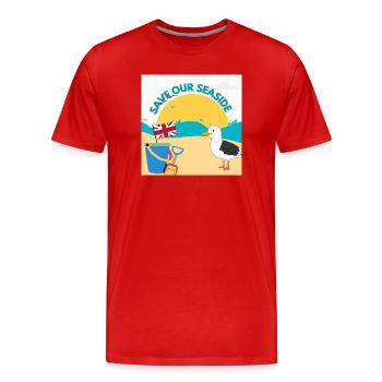 Save Our Seaside Illustration - Men's Premium Organic T-Shirt - red - Front - Damien (186cm)