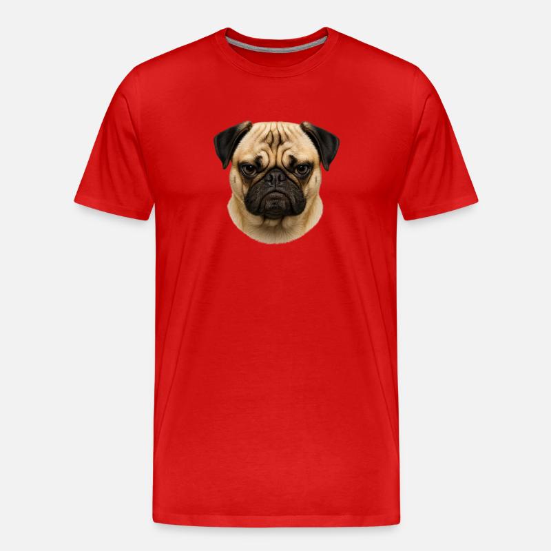 Portrait de visage de carlin - T-shirt bio Premium Homme - rouge