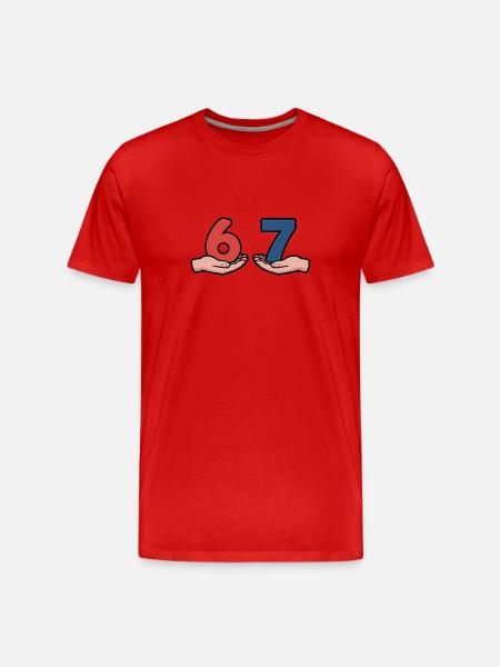6 7- Funny Brainrot T-Shirt - Men's Premium Organic T-Shirt - red