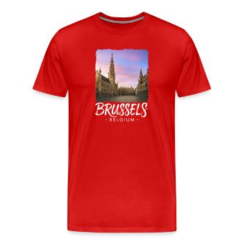 Brussels Belgium - Men's Premium Organic T-Shirt - red - Front - Damien (186cm)