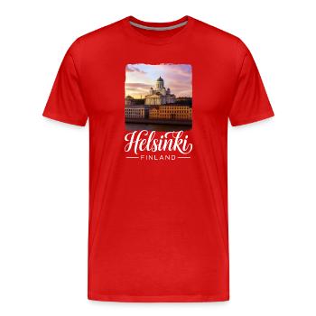 Helsinki, Finlande - T-shirt bio Premium Homme - rouge - Devant - Damien (186cm)