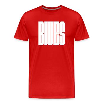 Blaues auffälliges Logo-Design - Männer Premium Bio T-Shirt - Rot - Vorne - Damien (186cm)