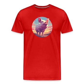 Cochon Cochon - T-shirt bio Premium Homme - rouge - Devant - Damien (186cm)