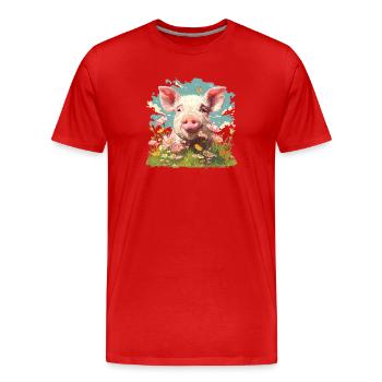 Cochon Cochon - T-shirt bio Premium Homme - rouge - Devant - Damien (186cm)