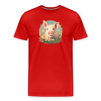 Cochon Cochon - T-shirt bio Premium Homme - rouge - Devant - Damien (186cm)
