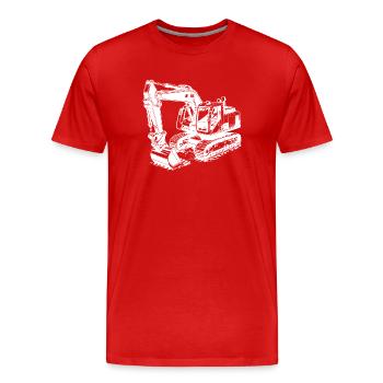 Excavator shovel hero and muscleman with cab - Men's Premium Organic T-Shirt - red - Front - Damien (186cm)