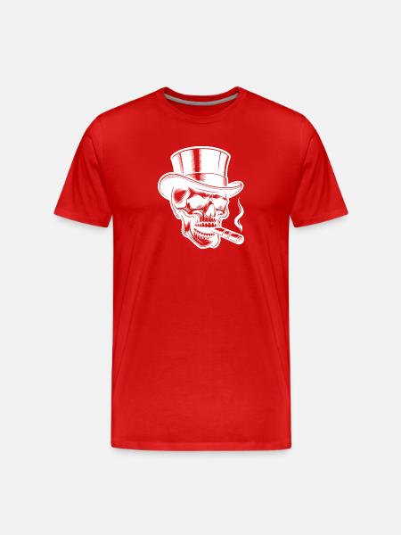 Daring Skull with Elegant Top Hat - Men's Premium Organic T-Shirt - red