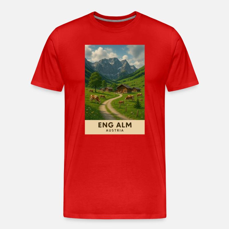 Eng Alm Alpenidylle - Männer Premium Bio T-Shirt - Rot