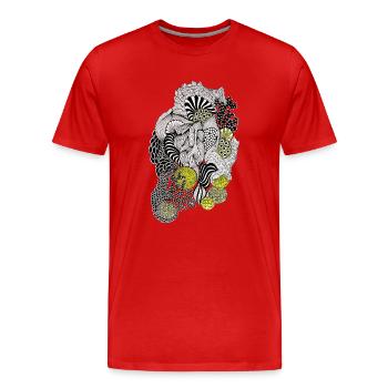 Organic Pattern Flower Yellow Black - Men's Premium Organic T-Shirt - red - Front - Damien (186cm)