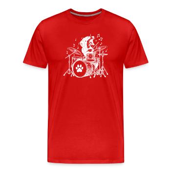 Musikalischer Dackel Trommler - Männer Premium Bio T-Shirt - Rot - Vorne - Damien (186cm)