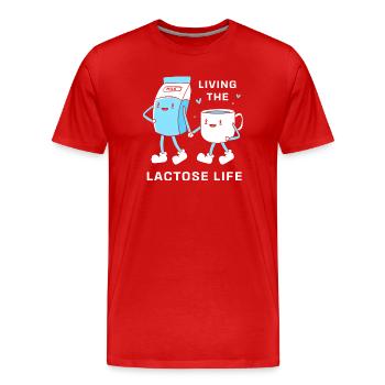 Milk Lactose Flatulence - Men's Premium Organic T-Shirt - red - Front - Damien (186cm)