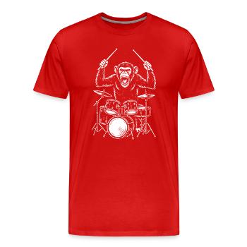 Drumming Chimp Band - Men's Premium Organic T-Shirt - red - Front - Damien (186cm)