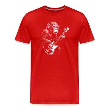 Chimp Bassist  - Men's Premium Organic T-Shirt - red - Front - Damien (186cm)