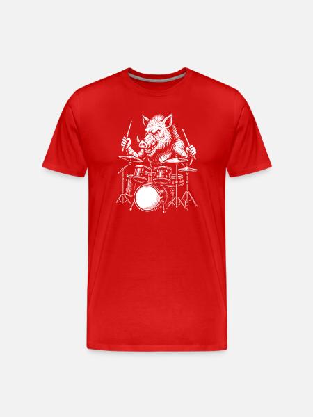 Boar Drummer Rock Attack - Men's Premium Organic T-Shirt - red