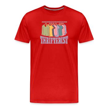Thrift Shopper Thrifterist Thrift Store - Men's Premium Organic T-Shirt - red - Front - Damien (186cm)