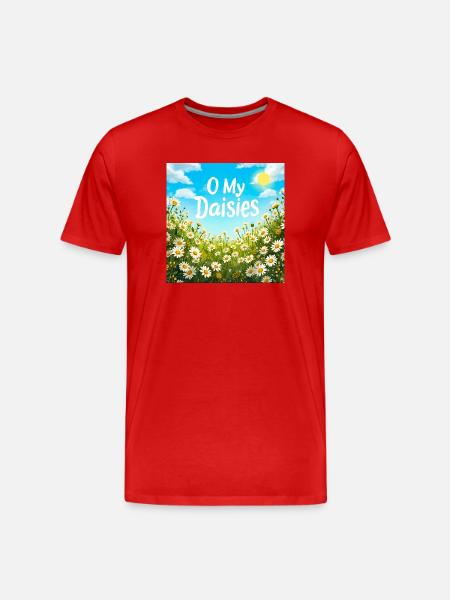 O My Daisies Field Print - Men's Premium Organic T-Shirt - red