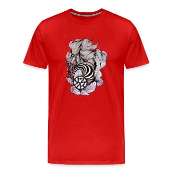 Art floral en spirale en rose et noir - T-shirt bio Premium Homme - rouge - Devant - Damien (186cm)