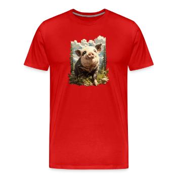 Cochon Cochon - T-shirt bio Premium Homme - rouge - Devant - Damien (186cm)