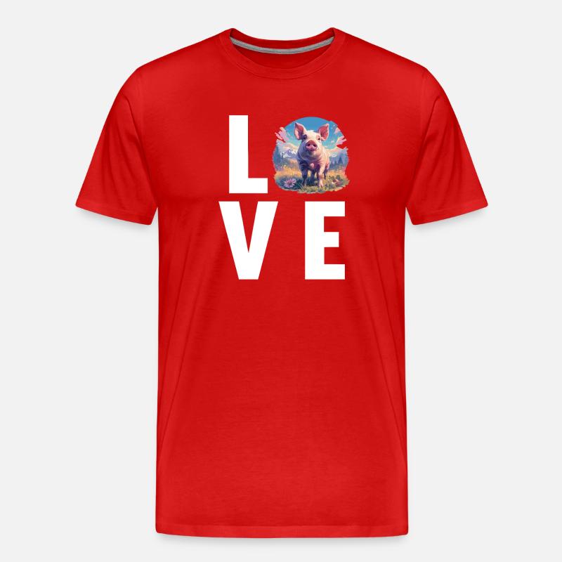 Schweine Schwein - Männer Premium Bio T-Shirt - Rot