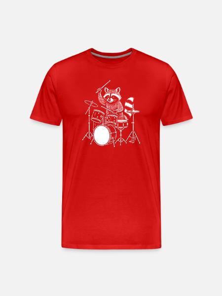 Raccoon Drummer Nightbeat - Men's Premium Organic T-Shirt - red