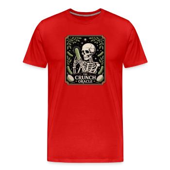 Le croquant squelette d’oracle avec humour concombre - T-shirt bio Premium Homme - rouge - Devant - Damien (186cm)