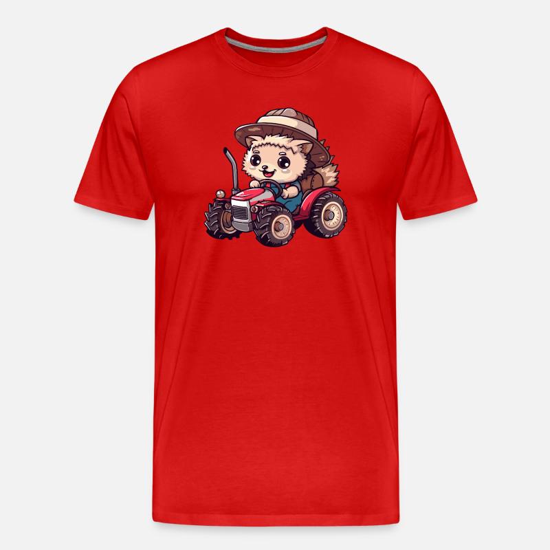 Igel Traktor Farmer - Männer Premium Bio T-Shirt - Rot