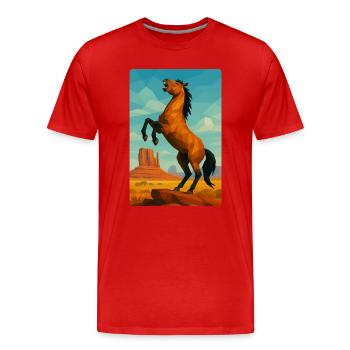 Polynature Cheval Sauvage - T-shirt bio Premium Homme - rouge - Devant - Damien (186cm)
