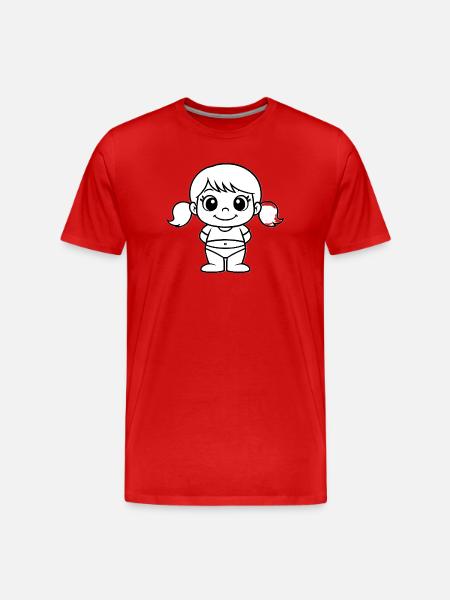 Girl Doll Line Art - Men's Premium Organic T-Shirt - red