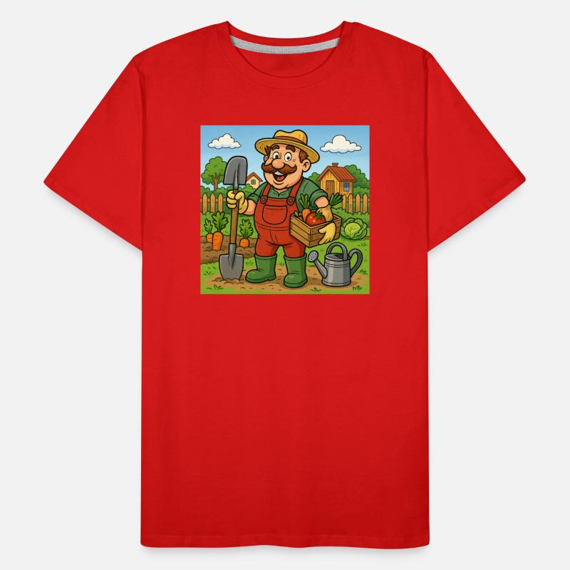 Fermier avec panier de récolte T-shirt bio Premium Homme