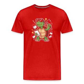 Learning turtle with glasses - Men's Premium Organic T-Shirt - red - Front - Damien (186cm)