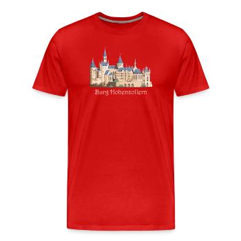 Illustration du château de Hohenzollern, dessin à la main - T-shirt bio Premium Homme - rouge - Devant - Damien (186cm)