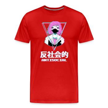 Anti Social Girl Moody Cute Aesthetic - Men's Premium Organic T-Shirt - red - Front - Damien (186cm)