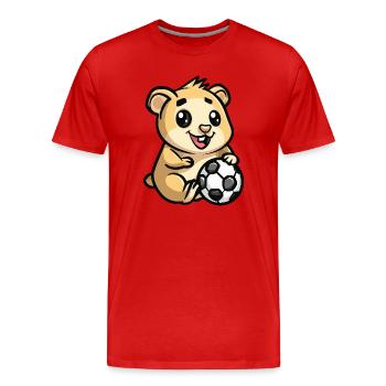 Hamster câlin avec ballon de foot - T-shirt bio Premium Homme - rouge - Devant - Damien (186cm)