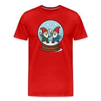 Nains dans une boule à neige - T-shirt bio Premium Homme - rouge - Devant - Damien (186cm)