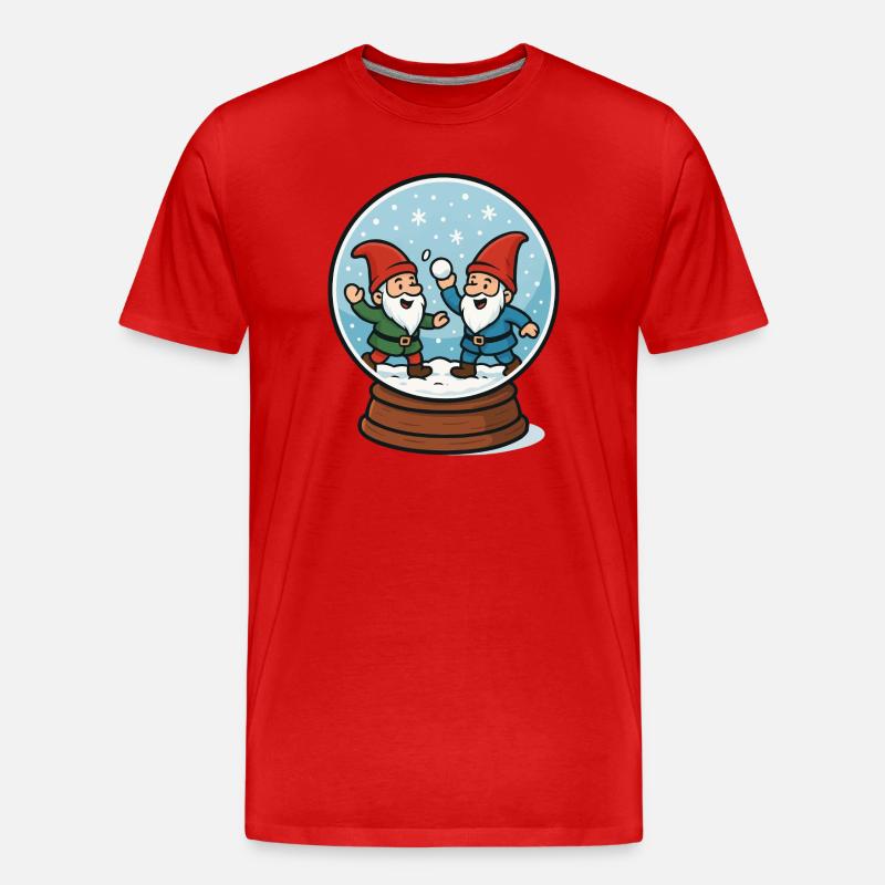 Zwerge in einer Schneekugel - Männer Premium Bio T-Shirt - Rot