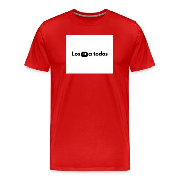 NA in black box between letters - Men's Premium Organic T-Shirt - red - Front - Damien (186cm)
