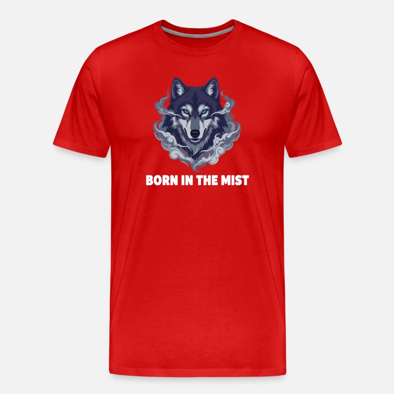 Nebelwolf : Wolfkopf dans la brume - T-shirt bio Premium Homme - rouge