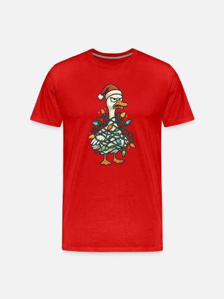 Santa Duck in Christmas Lights - Men's Premium Organic T-Shirt - red