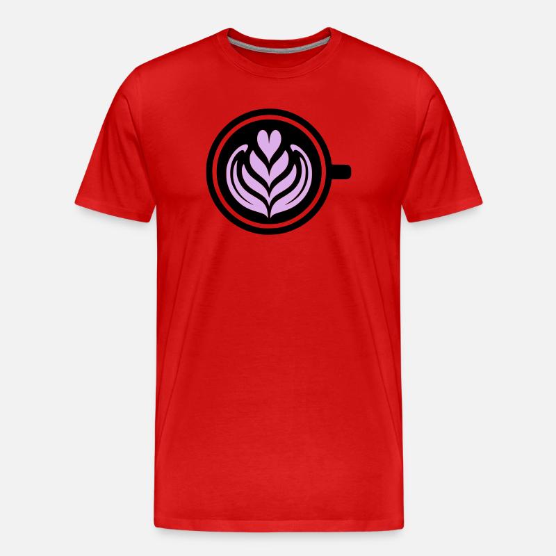 Kaffee-Liebe: Latte art Herz Vektor - Männer Premium Bio T-Shirt - Rot