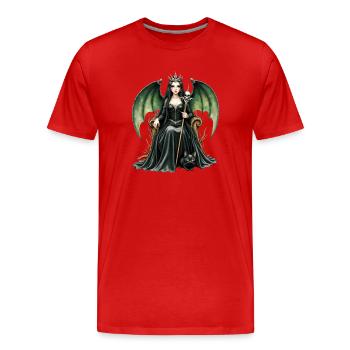 Reine Noire Ailée avec Bâton - T-shirt bio Premium Homme - rouge - Devant - Damien (186cm)